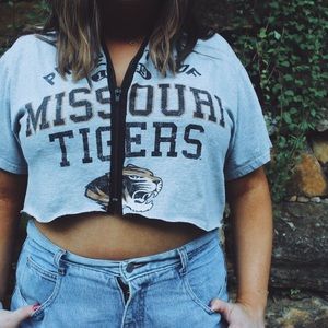 MIZZOU Zip-Up Cropped T-shirt